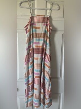 LOFT Multi-Color Striped Midi Dress